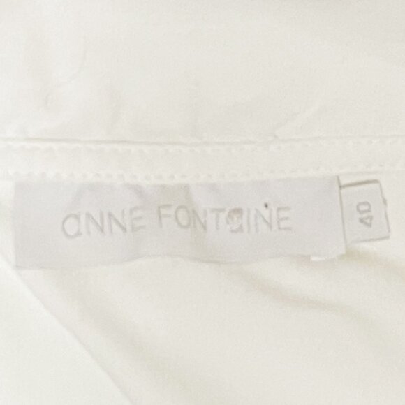 Anne Fontaine Size 4 White Faux Wrap 1/2 Sleeve Peroline Jersey Blouse - Picture 5 of 7